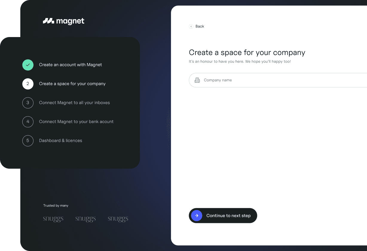 Easy three minute long onboarding